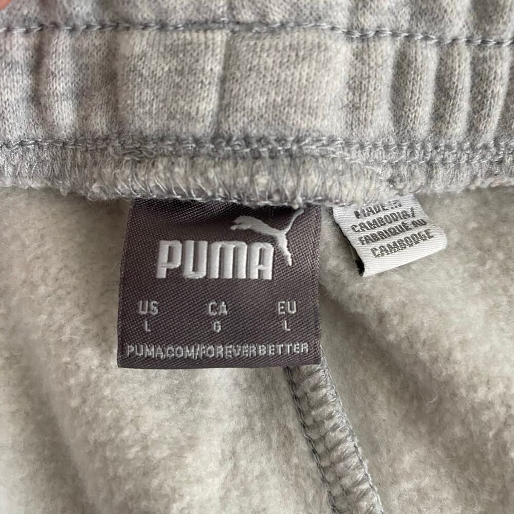 PUMA Womens L Gray Cropped Joggers Pink Logo Sweatpants Athleisure - Picture 3 of 10